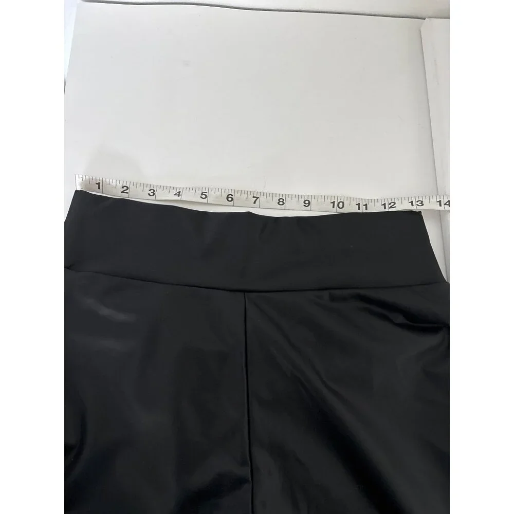 Faux Leather Leggings Bundle Sz L Black & Green Edgy Streetwear High Waist Pants - Picture 14 of 16